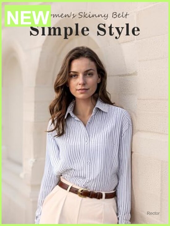 Skinny Leather Belt for Jeans Dresses Pants Soft Waistband with Gold Buckle main image 6
